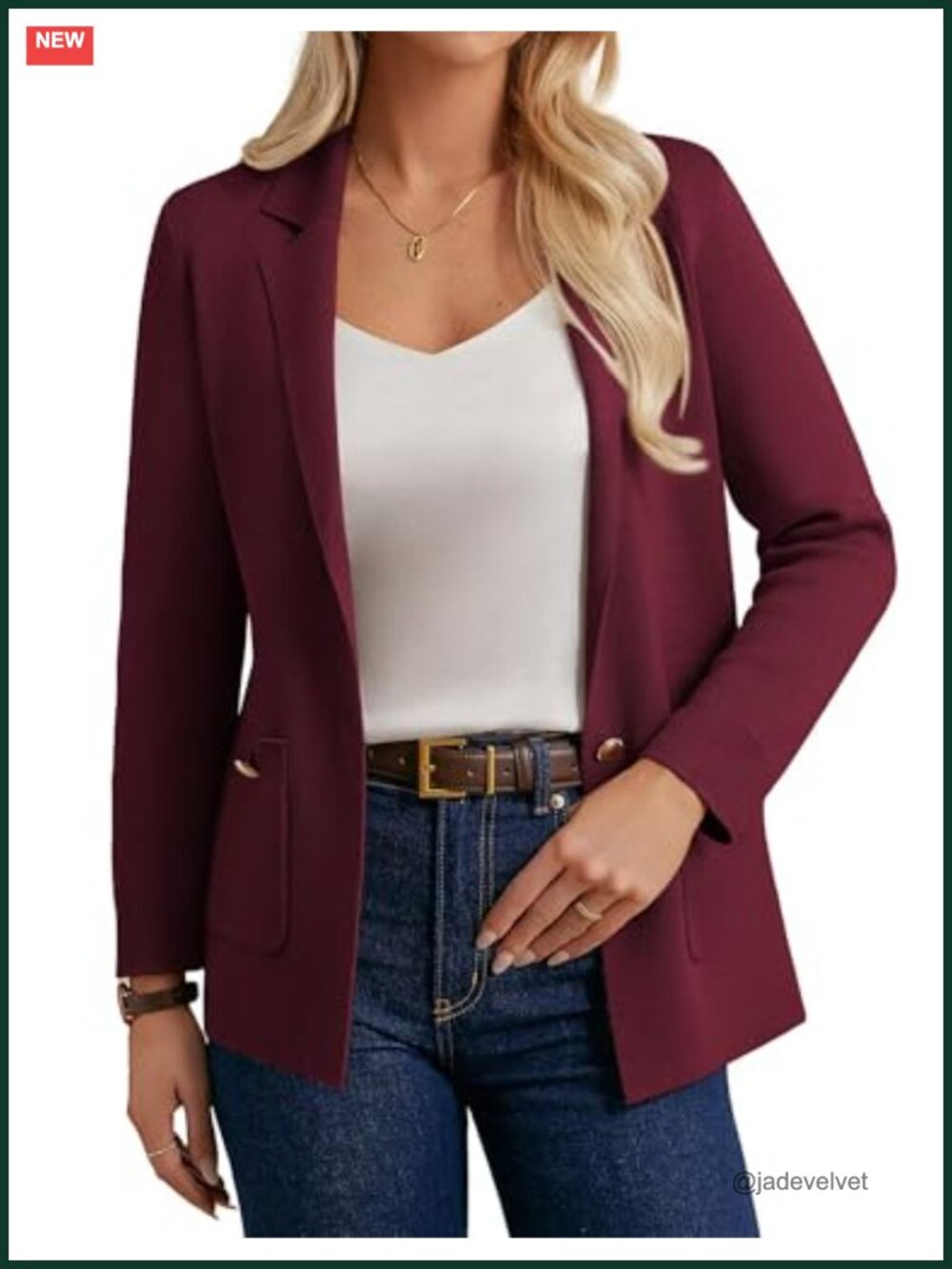 Viscose Polyester Knit Blazer Notch Lapel Business Casual Work Jacket
